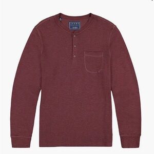 JACHS NEW YORK Henley Long Sleeve Shirt XL Burgundy Pocket 100% Cotton Jachs Men